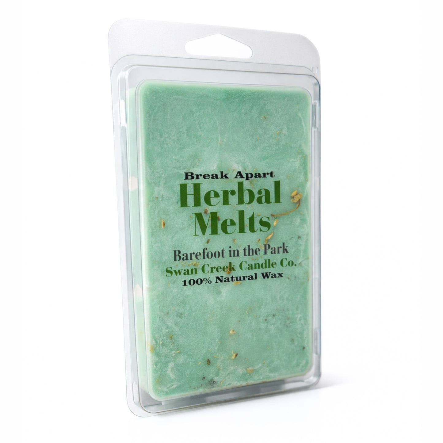 Herbal wax melts packaging with brand name on a white background