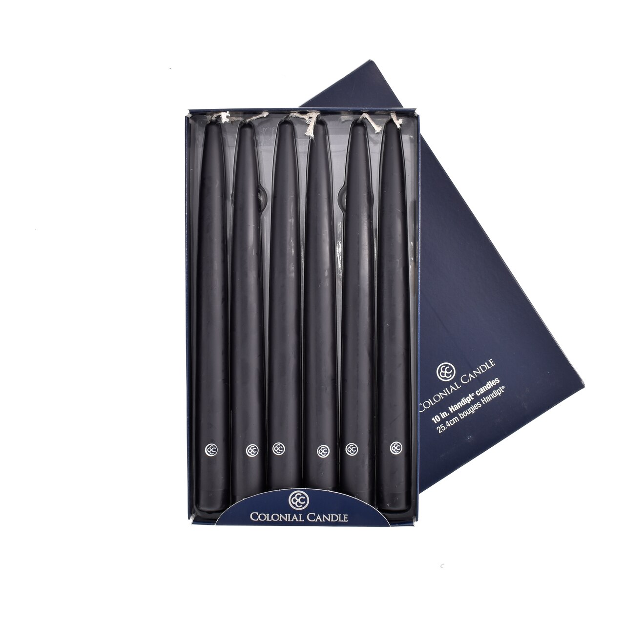 Black 10" Handipt Tapers Colonial Candle