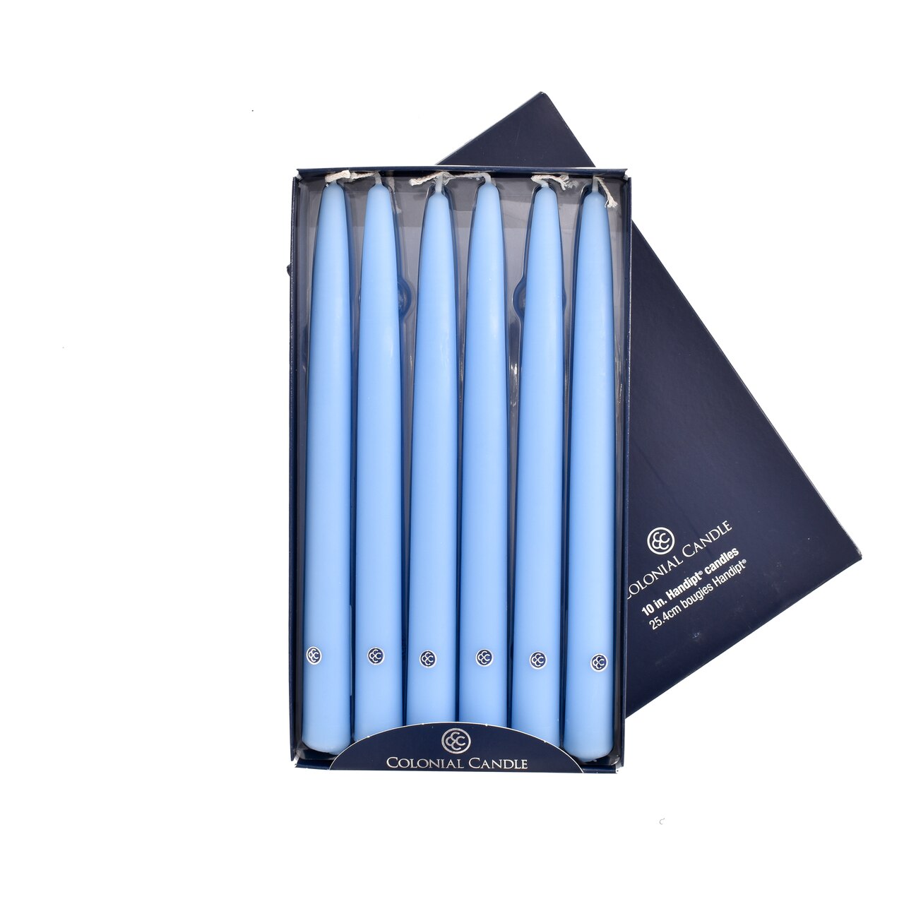 Coastal Blue 10" Handipt Tapers Colonial Candle
