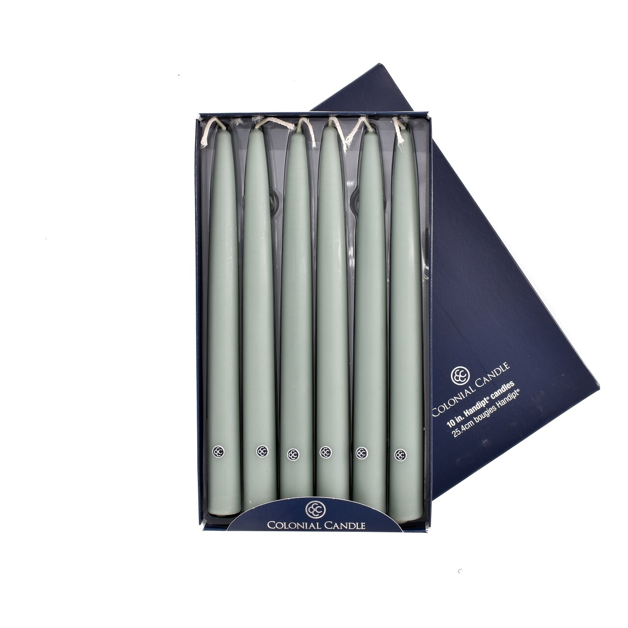 Colonial Green 10" Handipt Tapers Colonial Candle