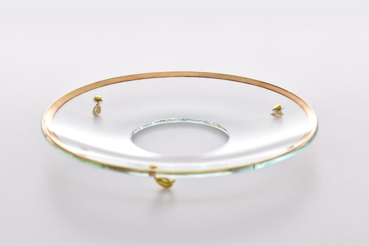 Bobeche - SET OF 2 Gold Border Glass 2.75 Inch with Three Gold Hooks