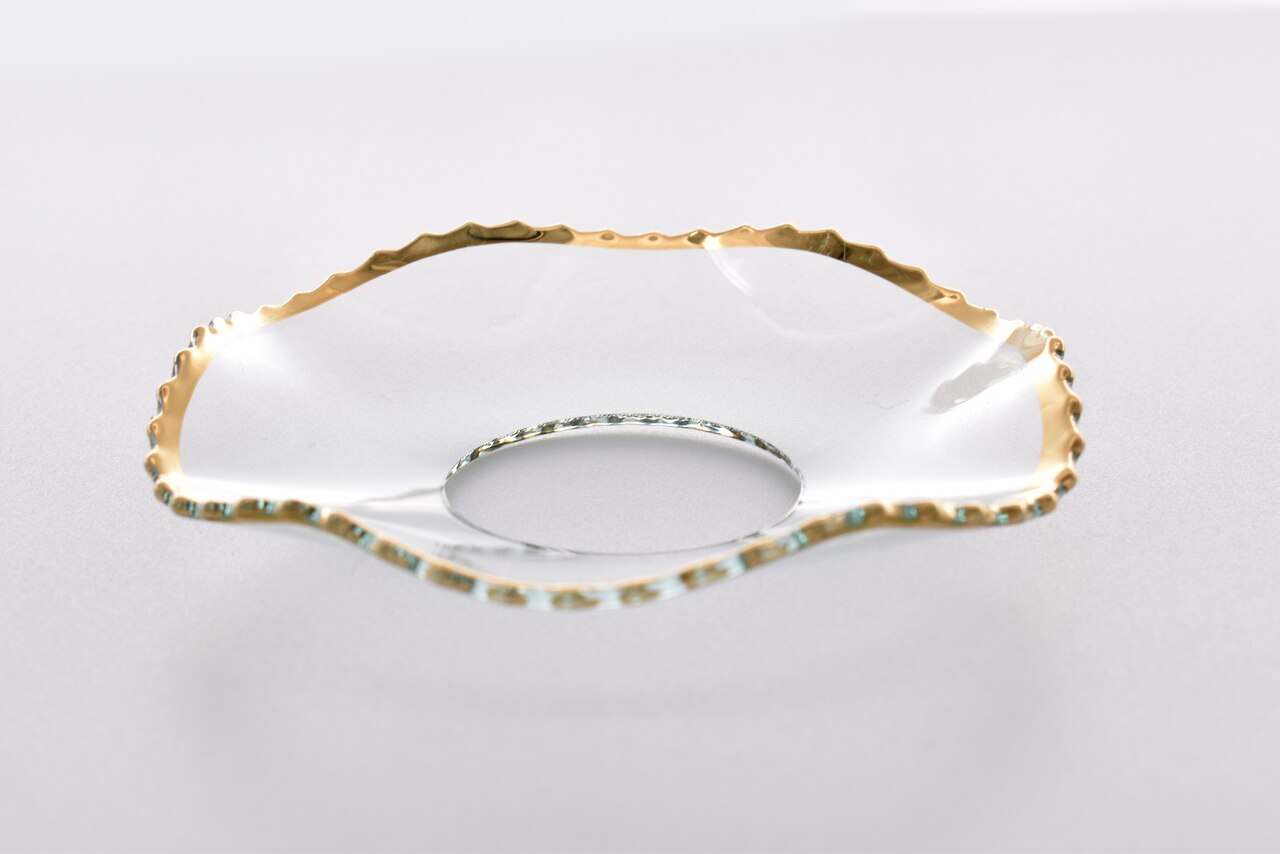 Bobeche - SET OF 2 Gold Fluted Ridged Glass 2.75 Inch