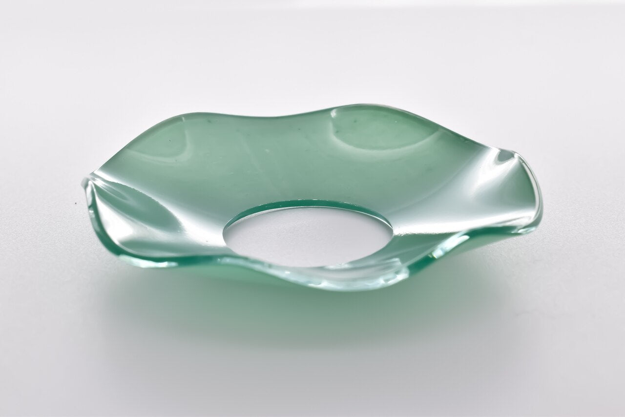 Bobeche - SET OF 2 Green Fluted Glass 2.75 Inch