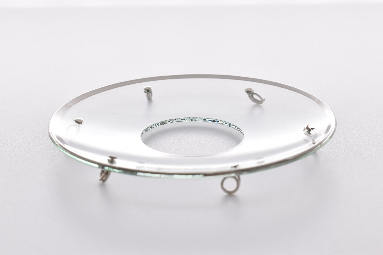 Bobeche - SET OF 2 Silver Border With Six Silver Hooks Glass 2.75 Inch