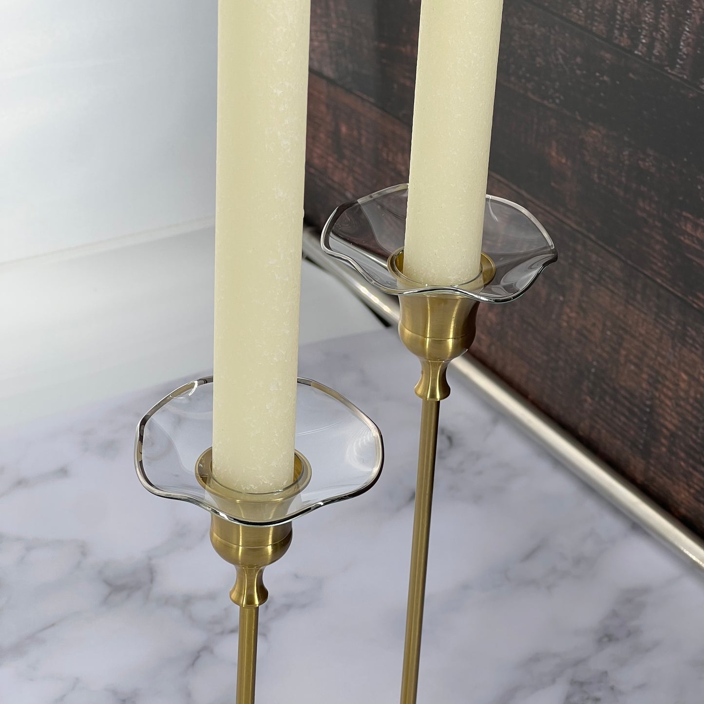 Bobeche - SET OF 2 Silver Rim Fluted Glass 2.75 Inch