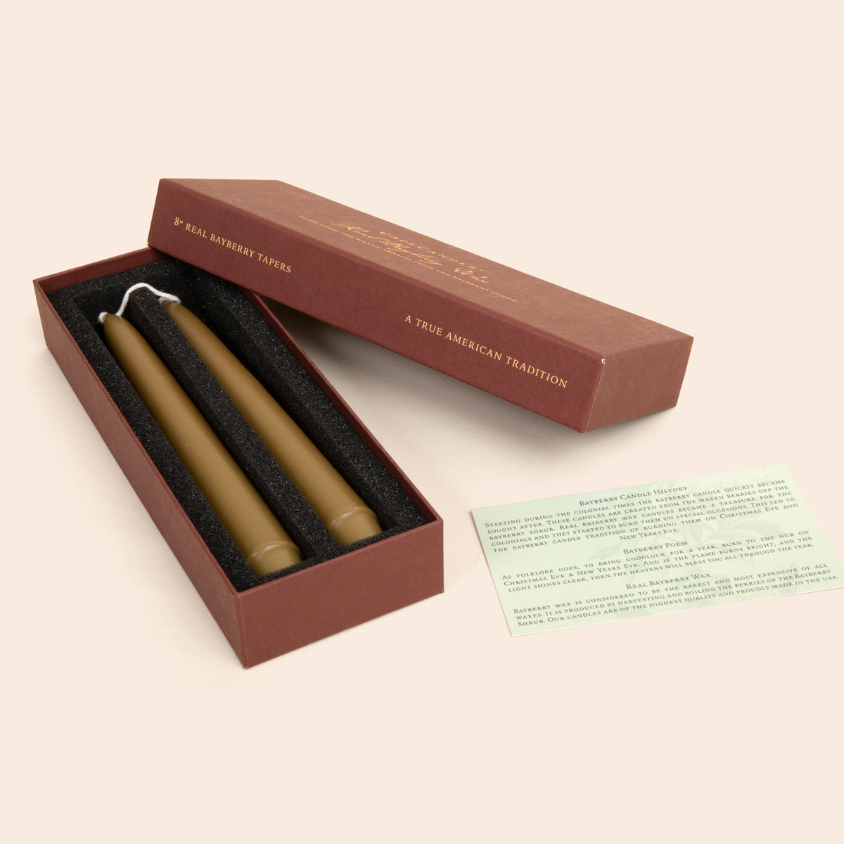 Cape Candle Real Bayberry Wax Tapers 8" (boxed pair)