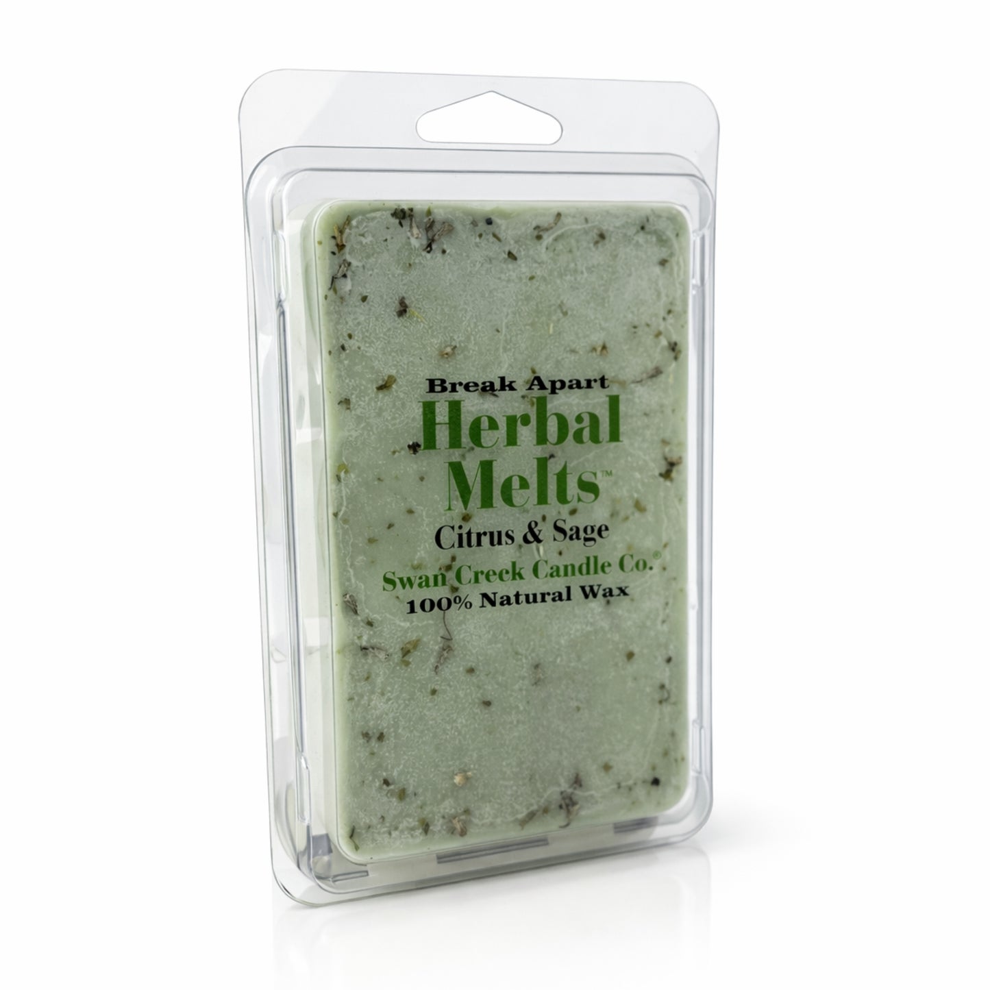 Herbal wax melt package with visible text on a white background