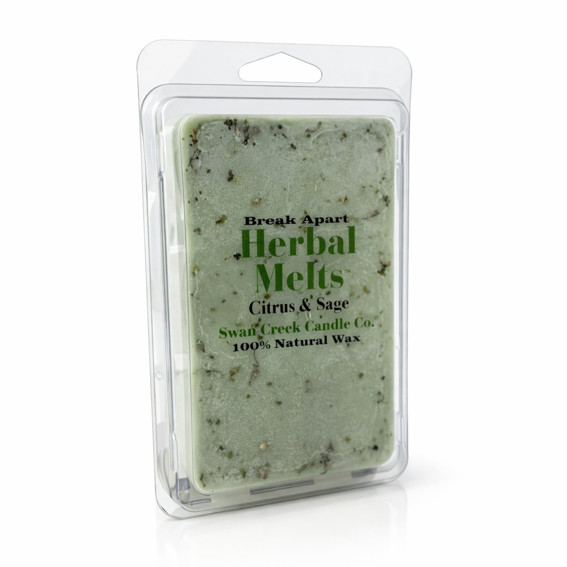 Herbal wax melt package with visible text on a white background