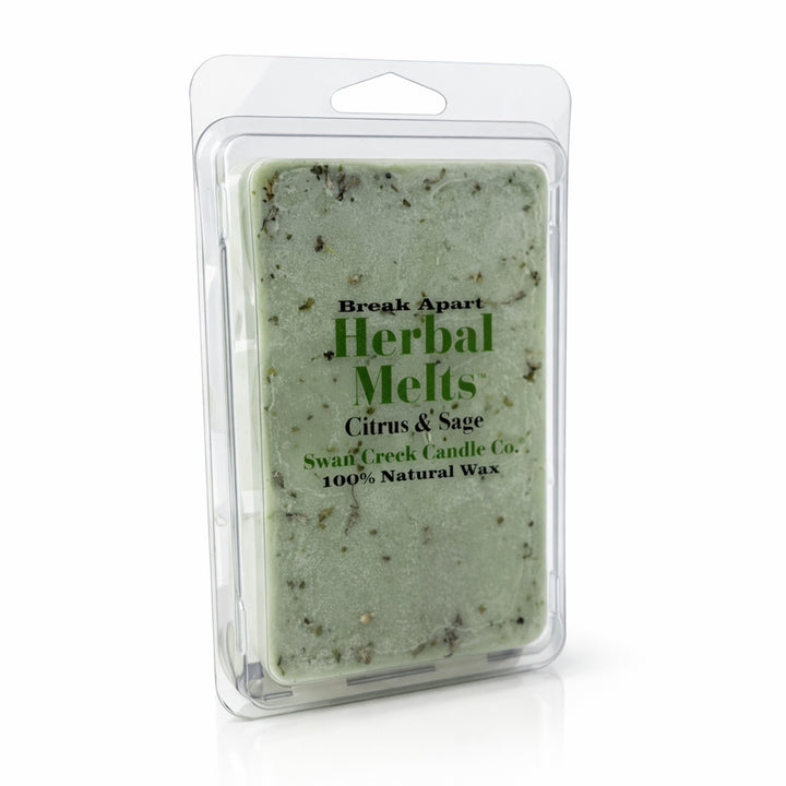 Herbal wax melt package with visible text on a white background