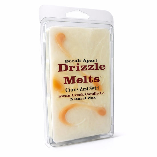 Packaged Drizzle Melts candle with 'Swan Creek Candle Co.' branding on a white background