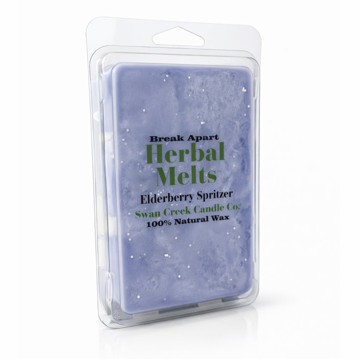 Packaged herbal melts with text on a white background