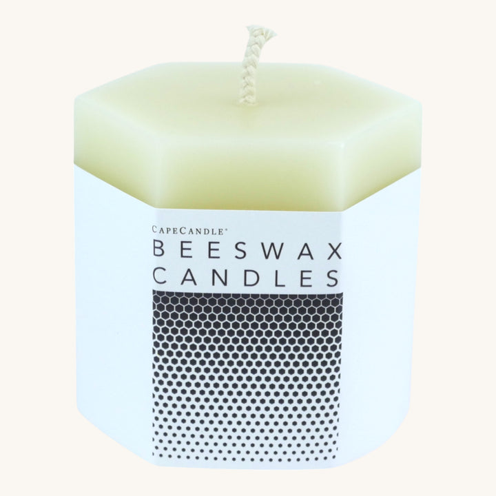 100% Beeswax 3x4 Ivory Hexagon Pillar Candle