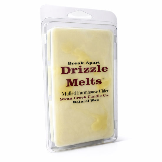 Drizzle Melts wax bar packaging with text on a white background