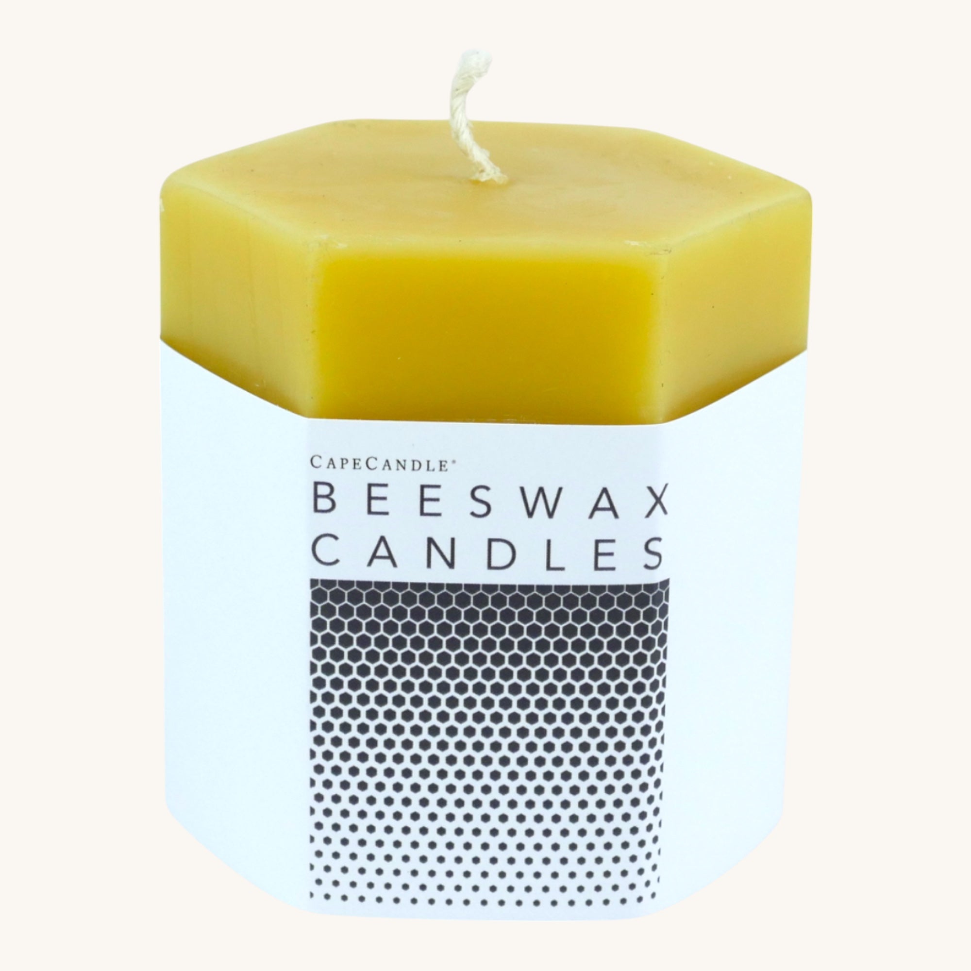 100% Beeswax 3x4 Natural Hexagon Pillar Candle