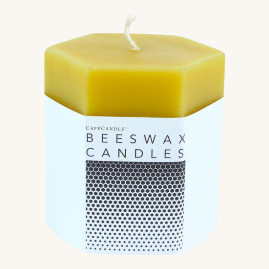 100% Beeswax 3x4 Natural Hexagon Pillar Candle