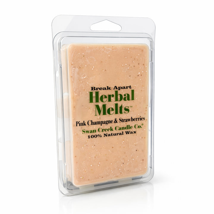 Herbal Melts wax melt packaging with brand name and product description on a white background