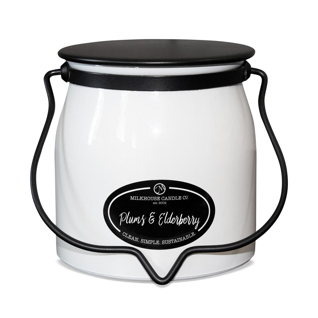 Plums & Elderberry 16oz Butter Jar Candle by Milkhouse Candle Co.