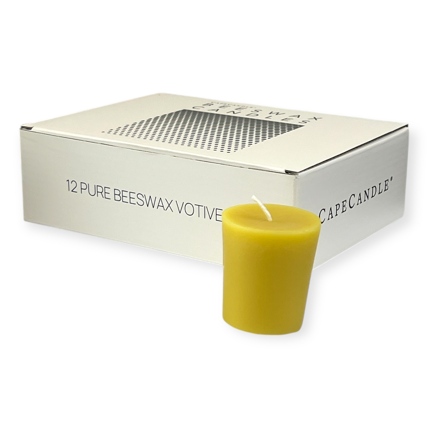 100% Beeswax Natural Votives (Box of 12) by Cape Candle