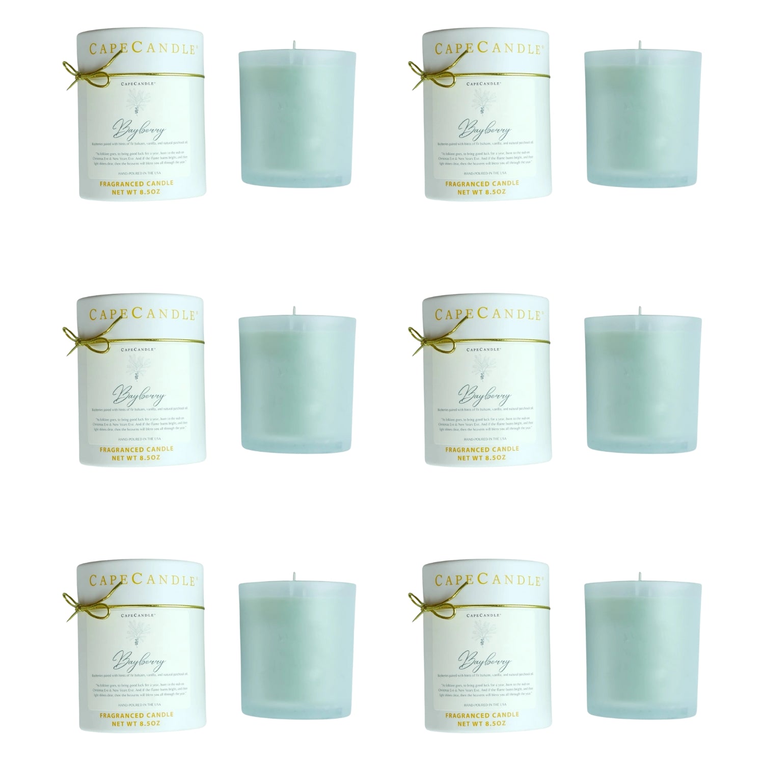 Bayberry Scented 8.5 oz Jar Candle by Cape Candle (Box of 6)