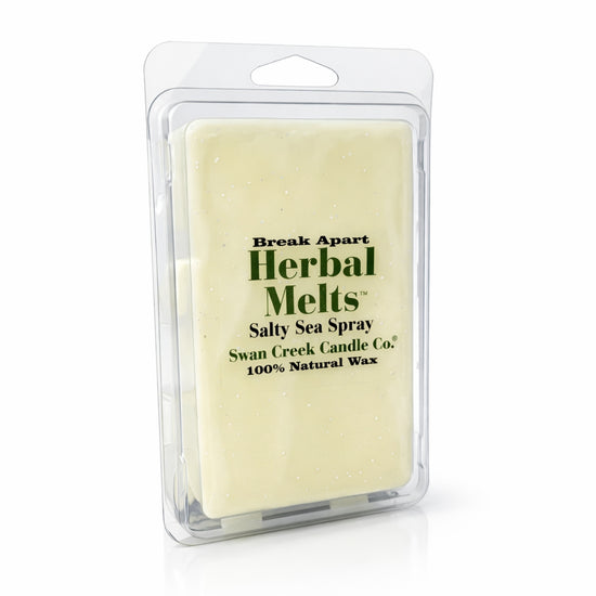 Herbal Melts wax melt packaging with text on a white background