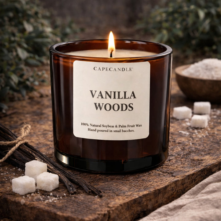 Vanilla Woods Amber Jar Candle
