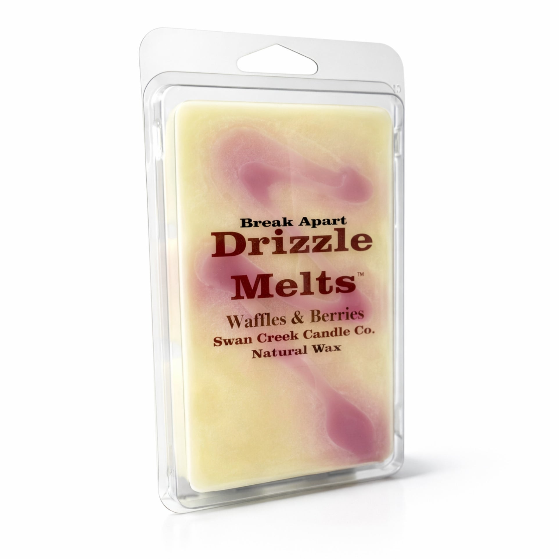Drizzle Melts packaging with waffle and berries design on a white background