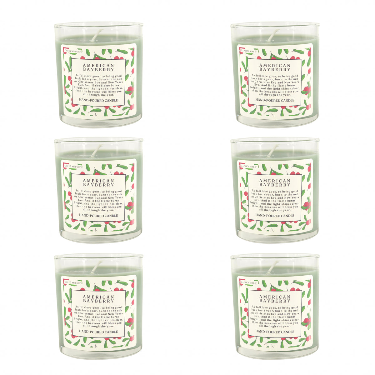 Bayberry Scented 8.5 oz Jar Candle by Cape Candle (Box of 6)