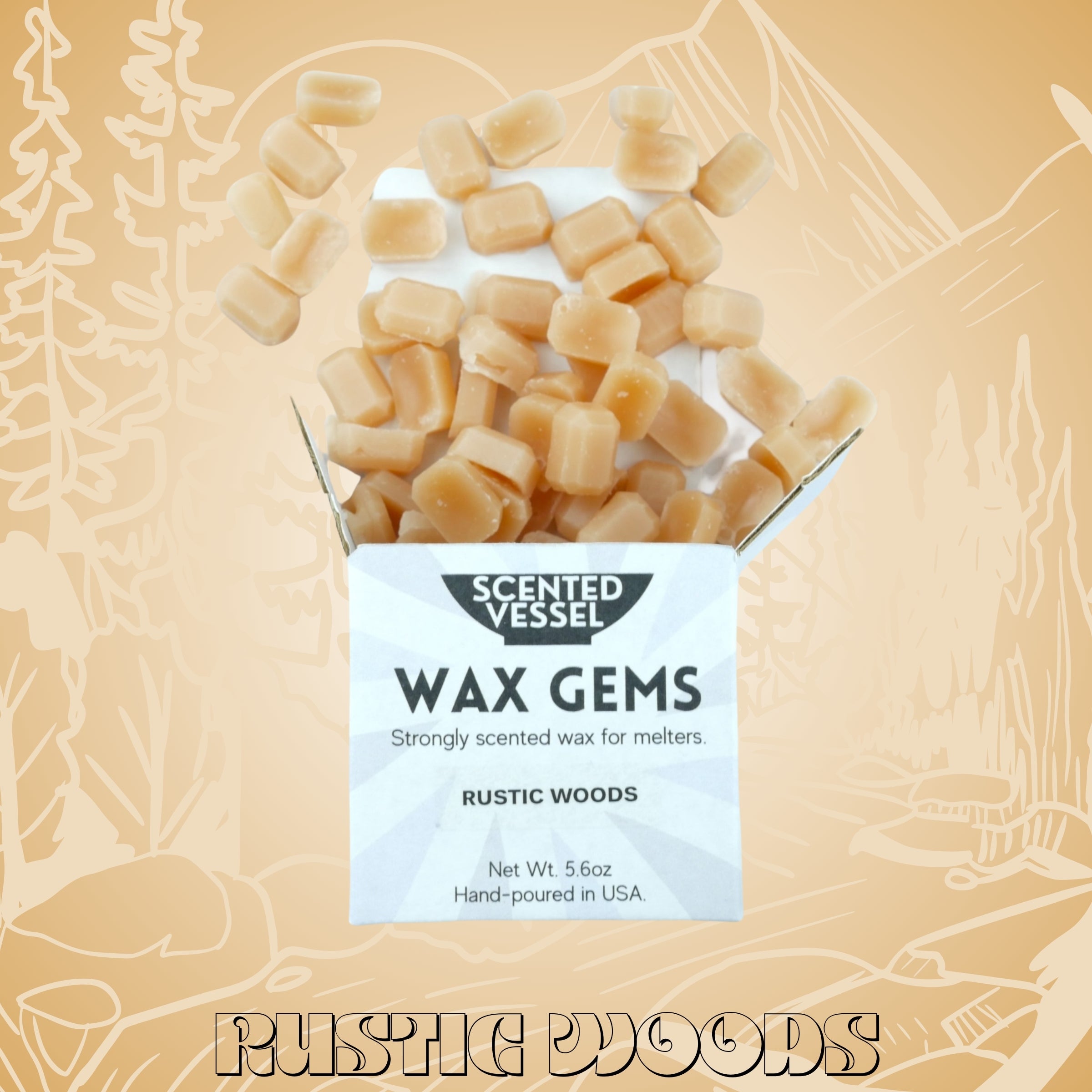Rustic Woods 5.6oz Wax Gems by Scented Vessel