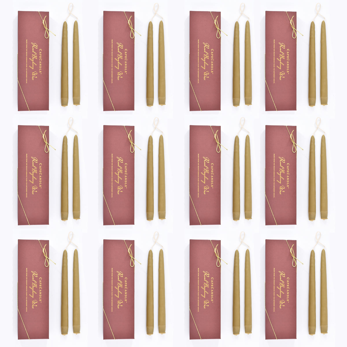 Cape Candle - Real Bayberry Wax Tapers 10" (Case of 12 boxed pair)