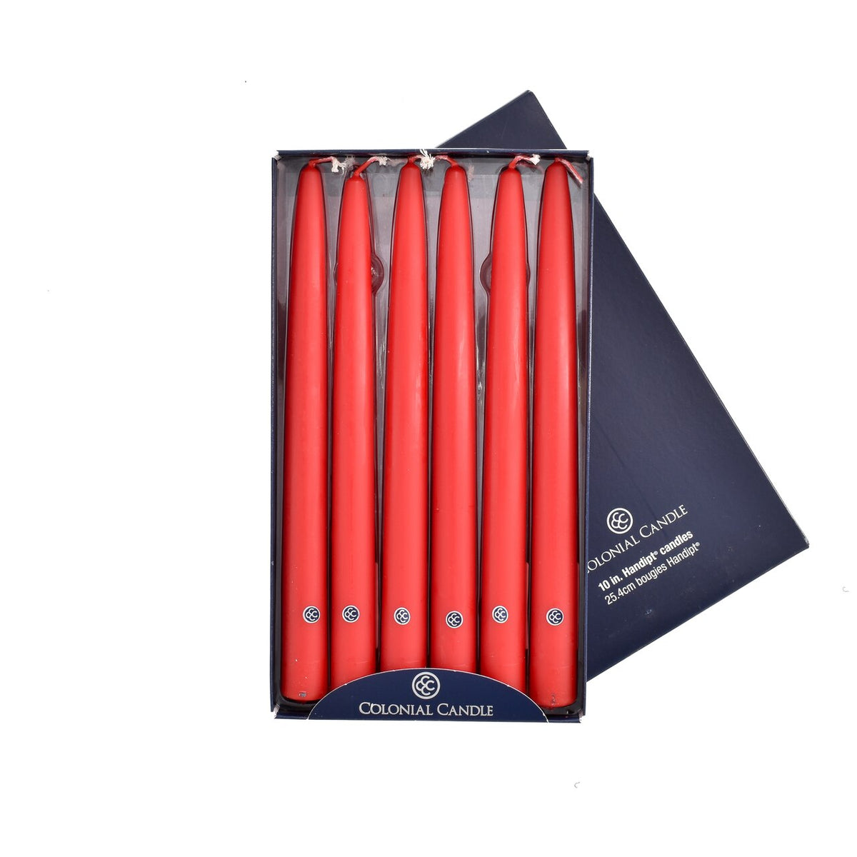 Red 10" Handipt Tapers Colonial Candle