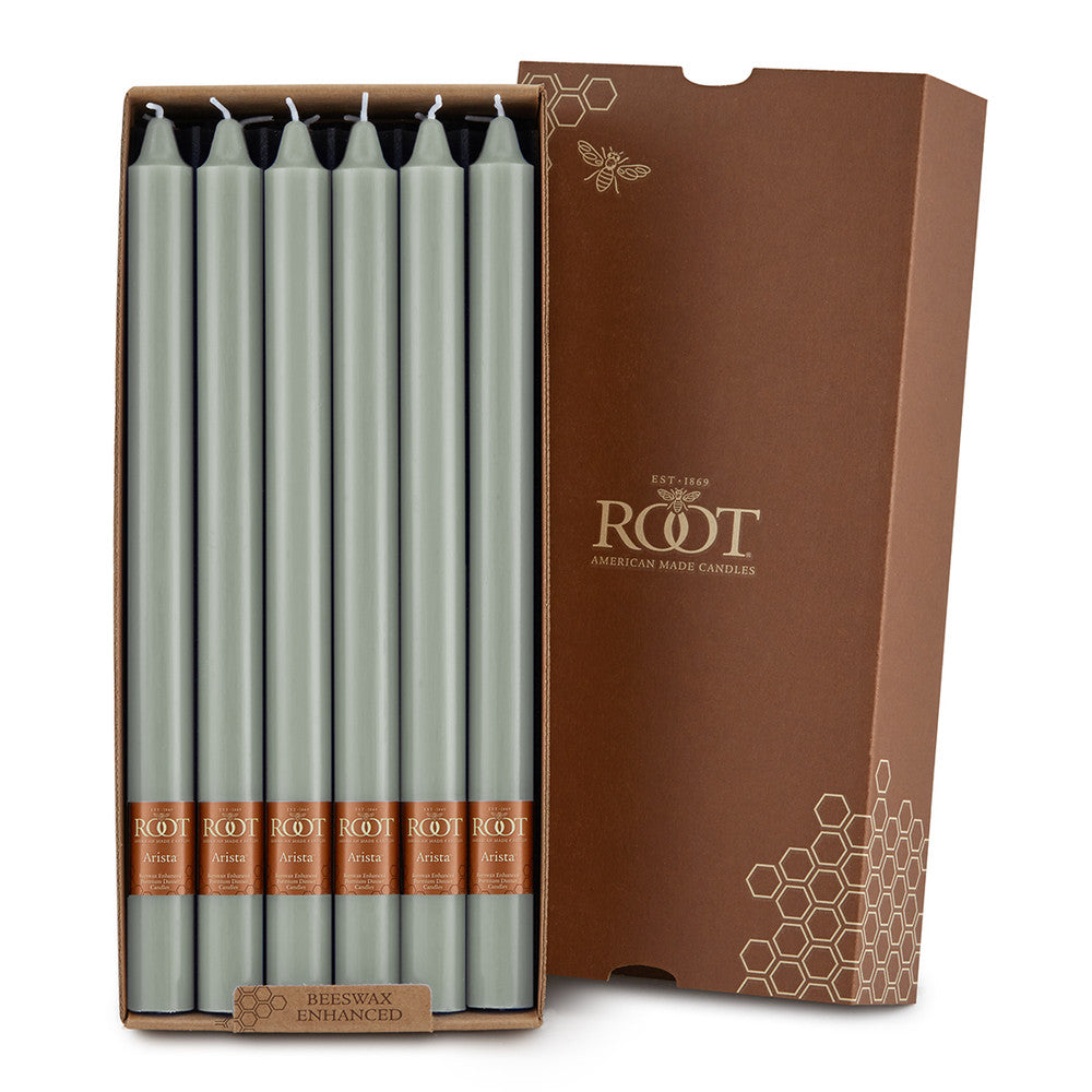 Root Candles - 12" Arista™ Smooth Dinner Candle - Sage Green Box of 12