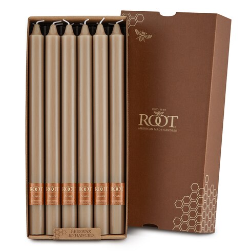 Root Candles - 12" Arista™ Smooth Dinner Candle - Taupe Box of 12