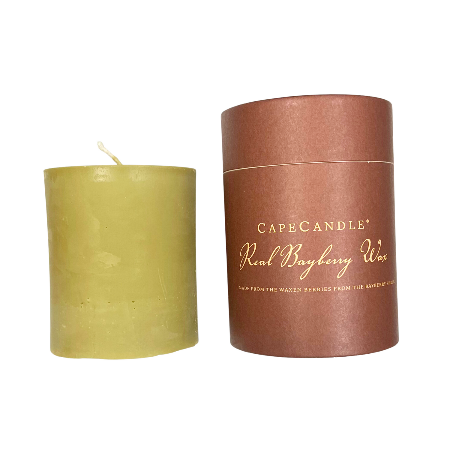 Real Bayberry Wax Traditional Pillar 3x4 Cape Candle