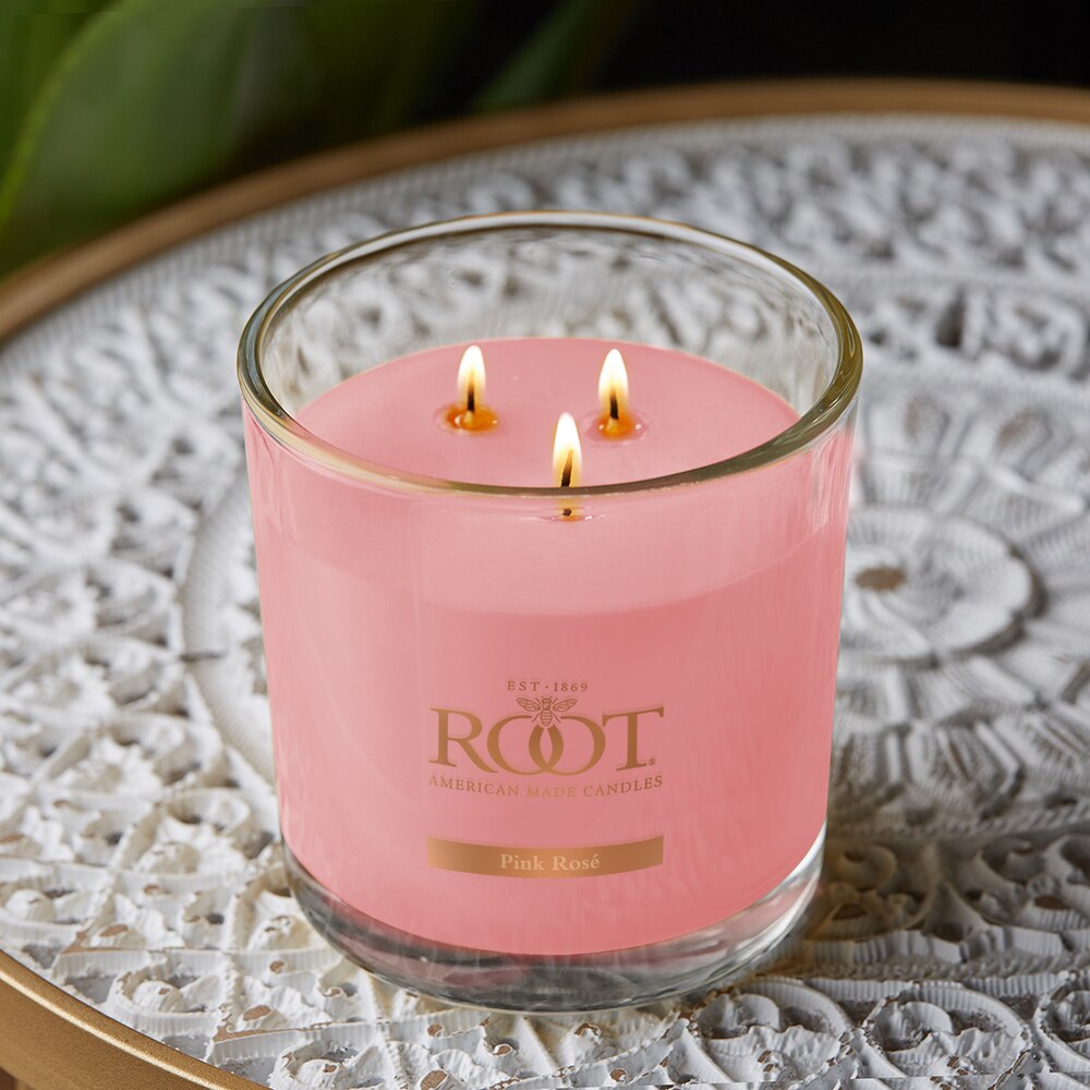 Pink Rosé 12oz 3-Wick Honeycomb Jar Candle by Root Candles
