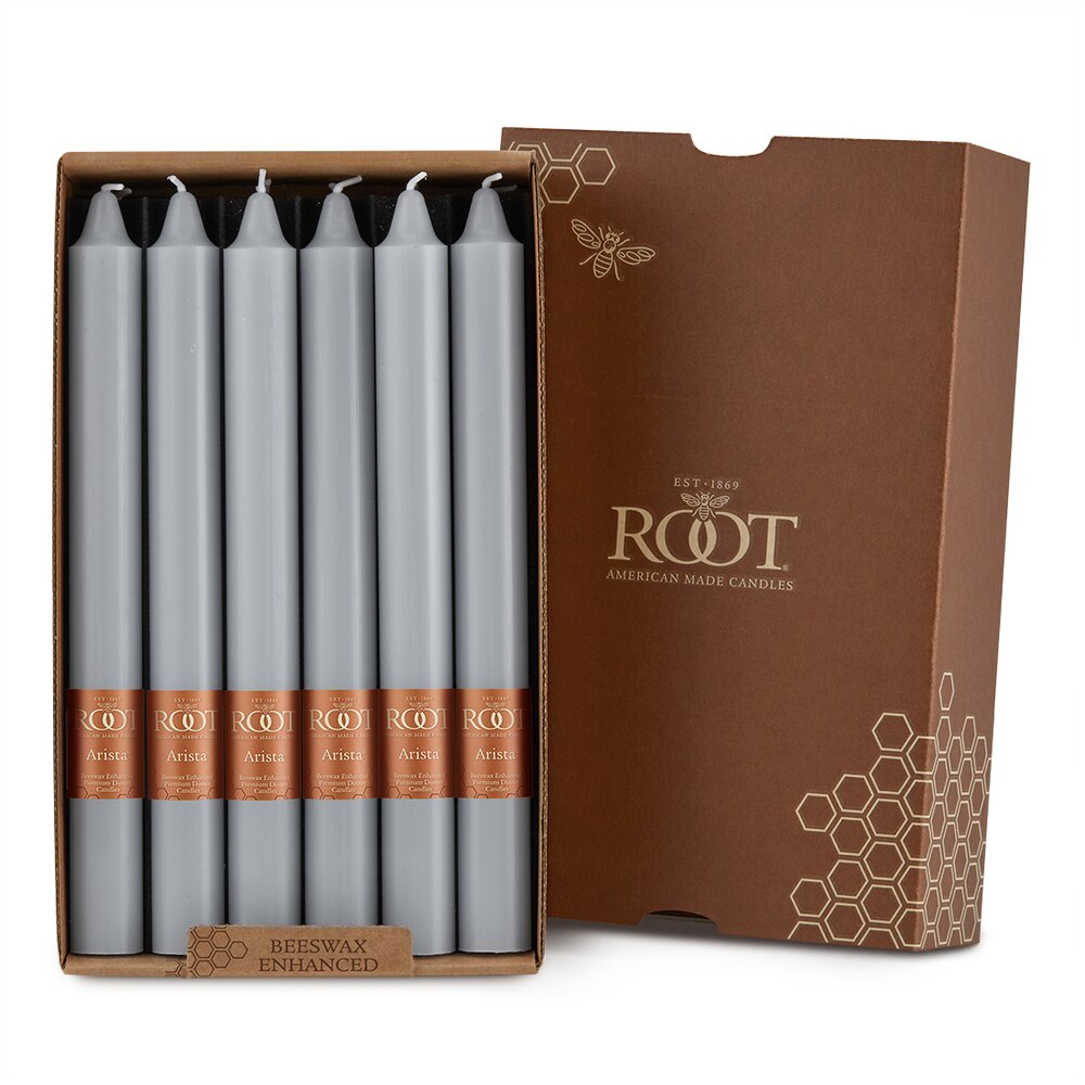 Root Candles - 9" Arista™ Smooth Dinner Candle - Platinum Box of 12
