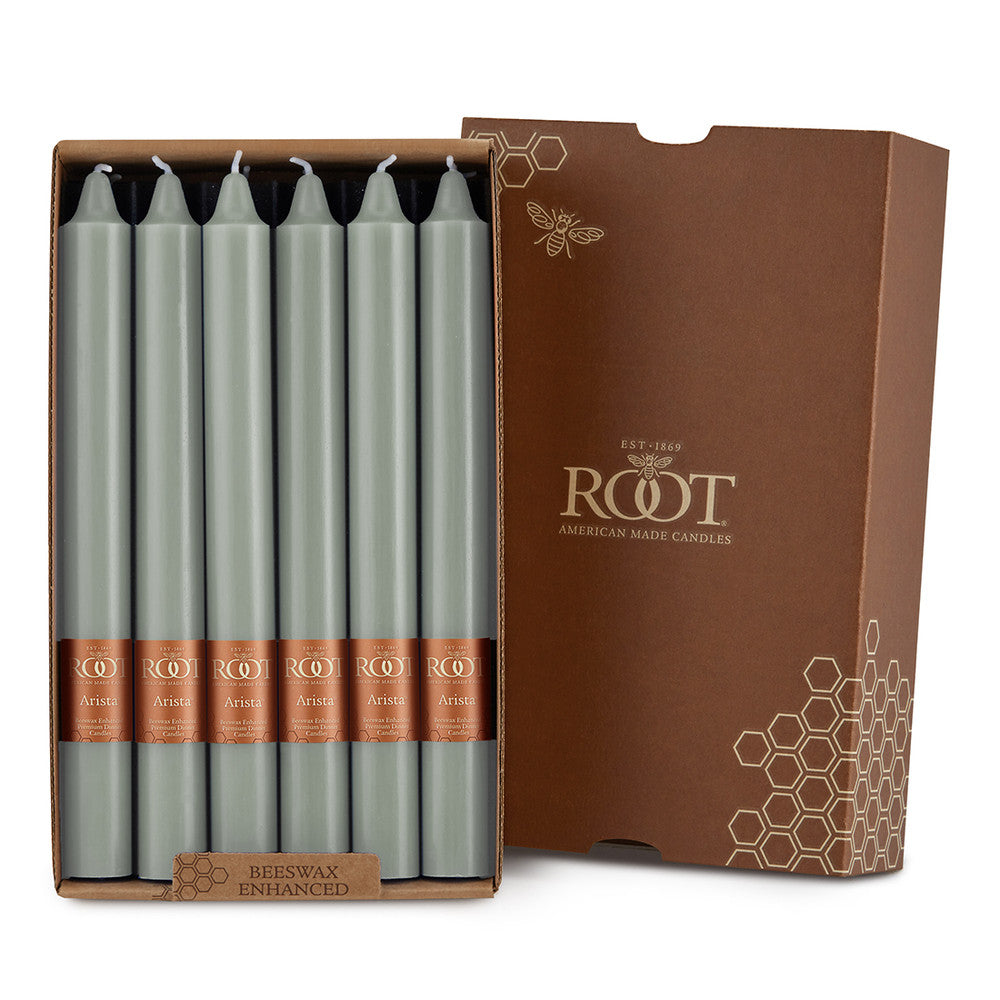 Root Candles - 9" Arista™ Smooth Dinner Candle - Sage Green Box of 12