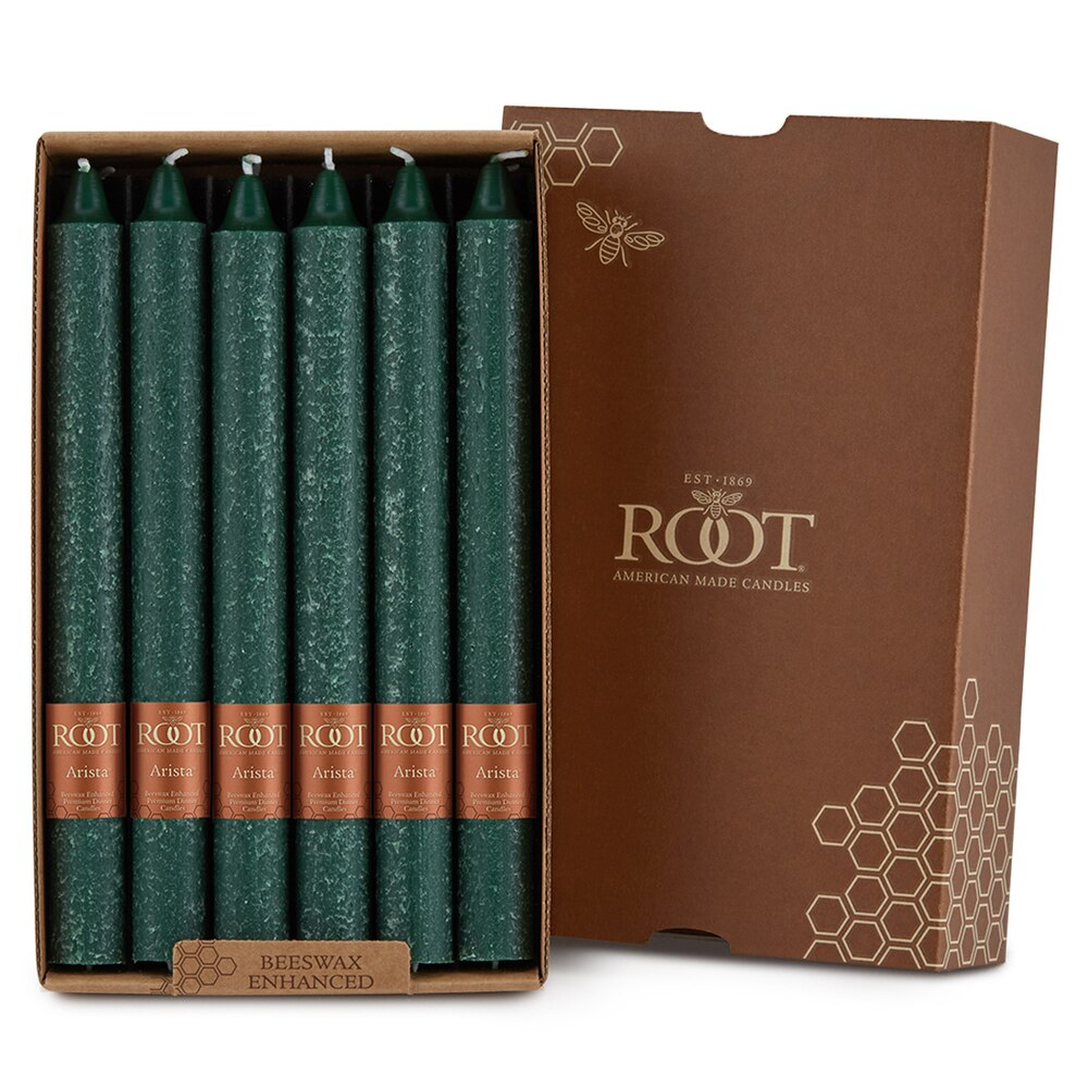 Root Candles - 9" Arista™ Timberline Dinner Candle - Dark Green Box of 12