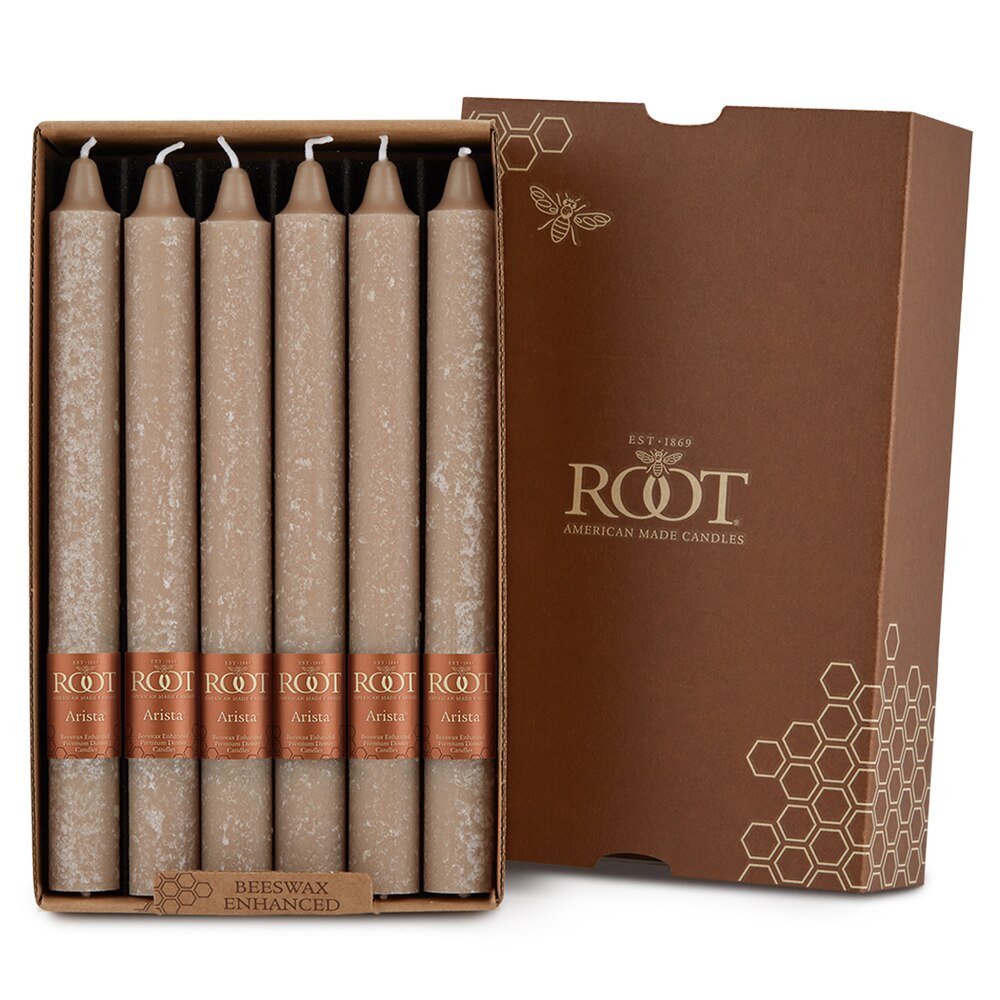 Root Candles - 9" Arista™ Timberline Dinner Candle - Taupe Box of 12