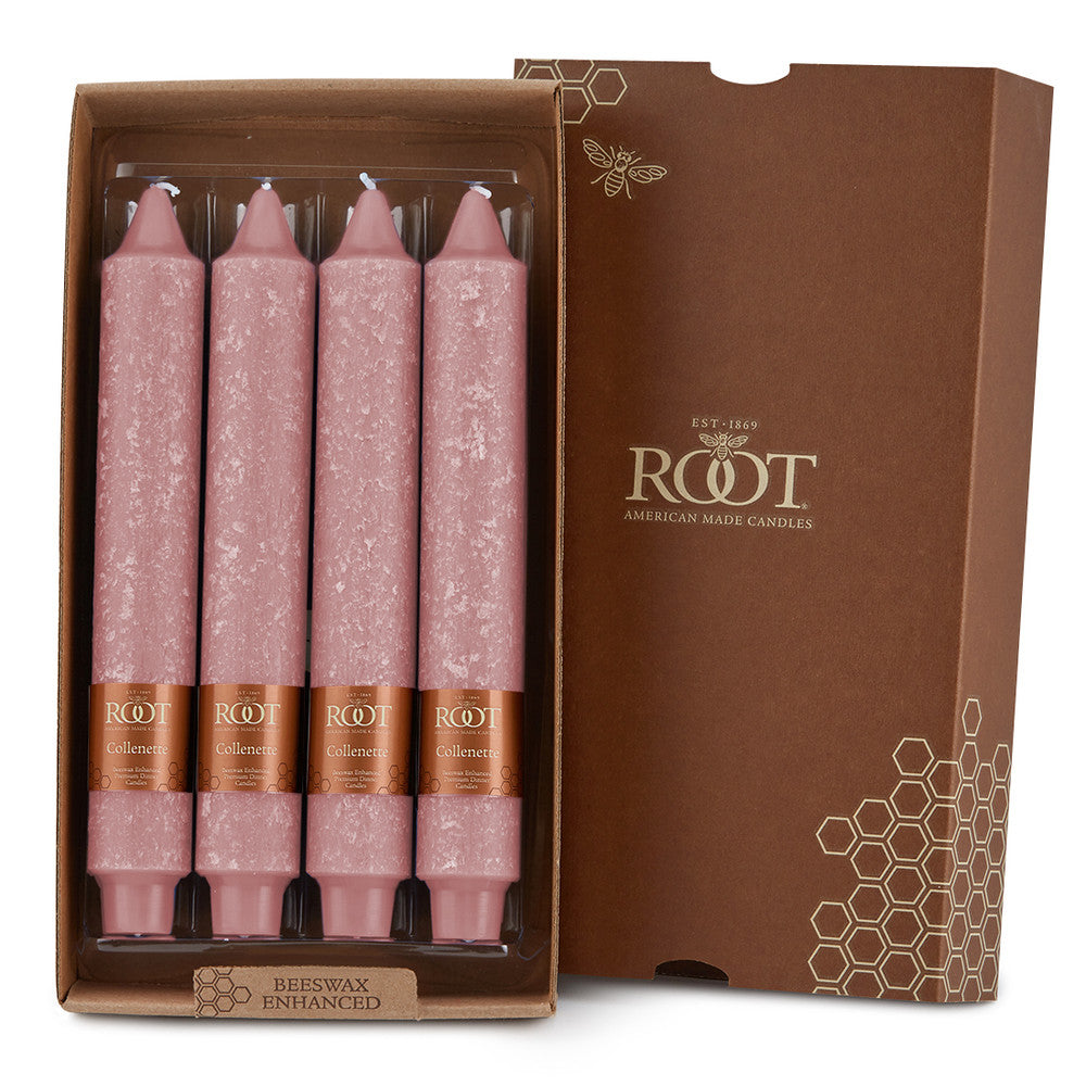 Root Candles - 9" Timberline™ Collenette - Dusty Rose Box of 4