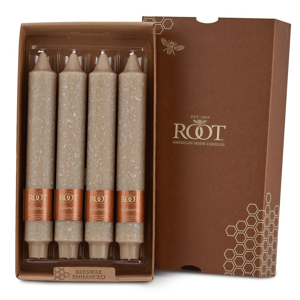 Root Candles - 9" Timberline™ Collenette - Taupe Box of 4