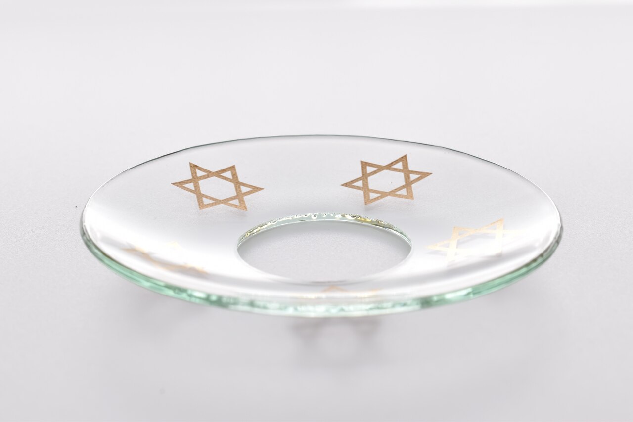 Bobeche - SET OF 2 Star Of David Clear Glass 2.75 Inch