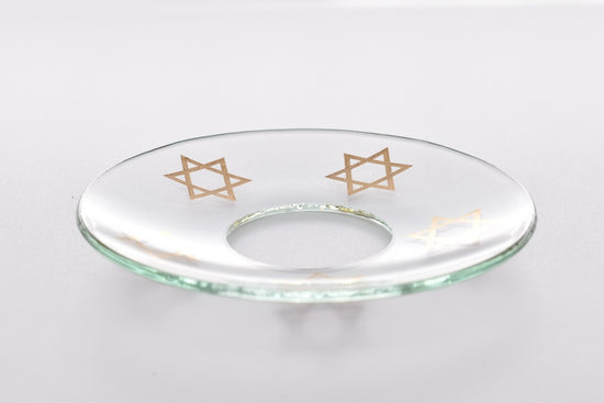 Bobeche - SET OF 2 Star Of David Clear Glass 2.75 Inch