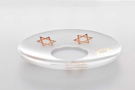 Bobeche - SET OF 2 Star Of David Frosted Glass 2.75 Inch