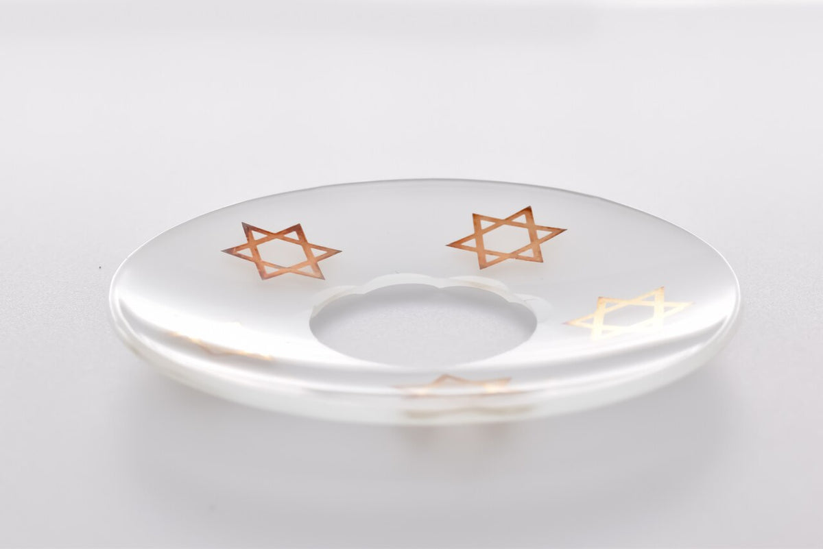 Bobeche - SET OF 2 Star Of David Frosted Glass 2.75 Inch