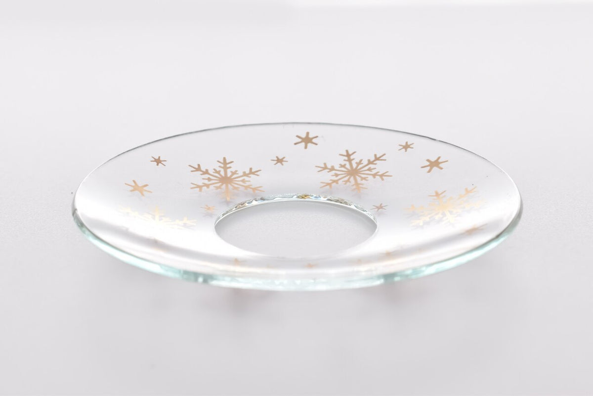 Bobeche - SET OF 2 Gold Snowflakes Glass 2.75 Inch