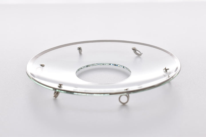 Bobeche - SET OF 2 Silver Border With Six Silver Hooks Glass 2.75 Inch