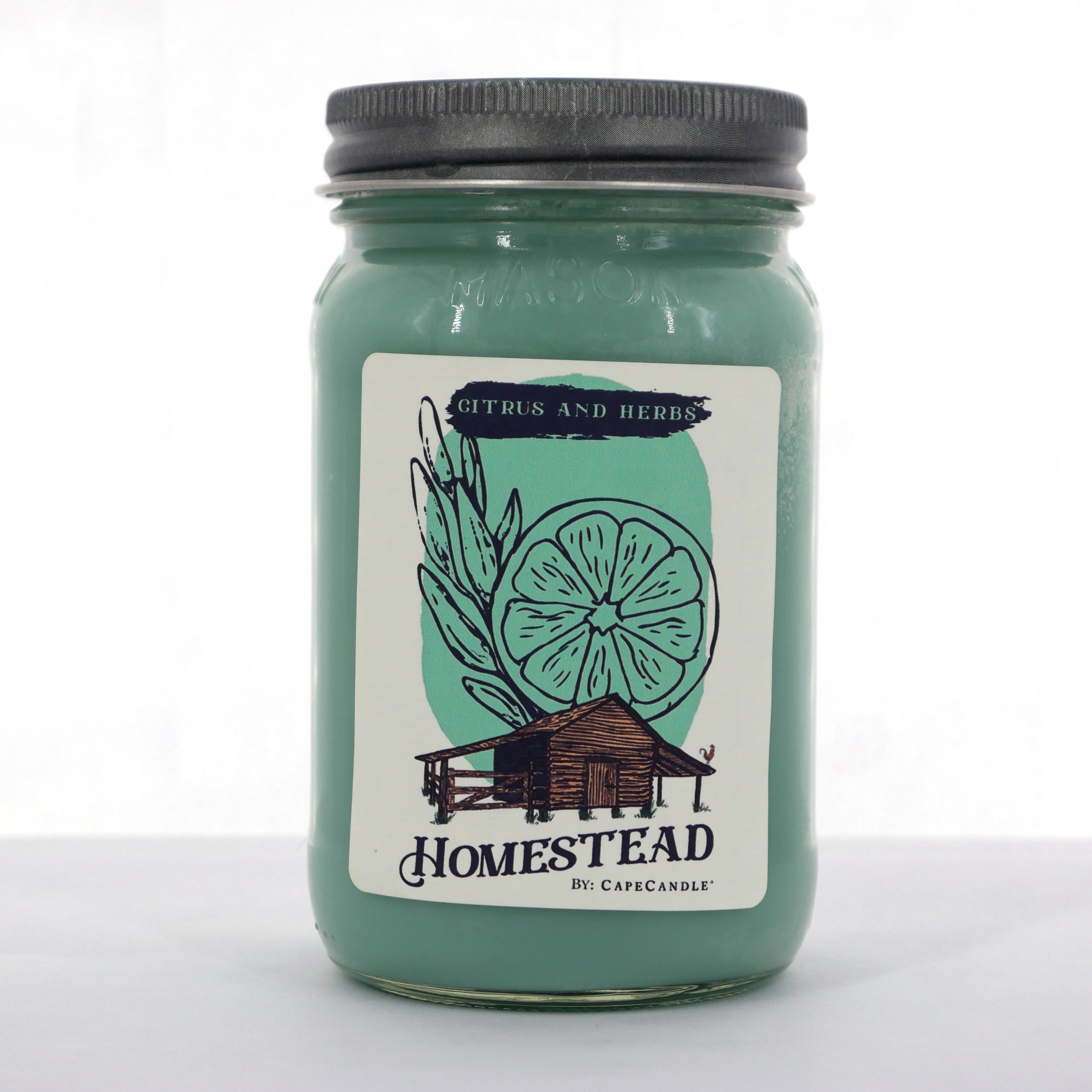 Citrus & Herbs Soy Candle 16oz Homestead Mason Jar by Cape Candle