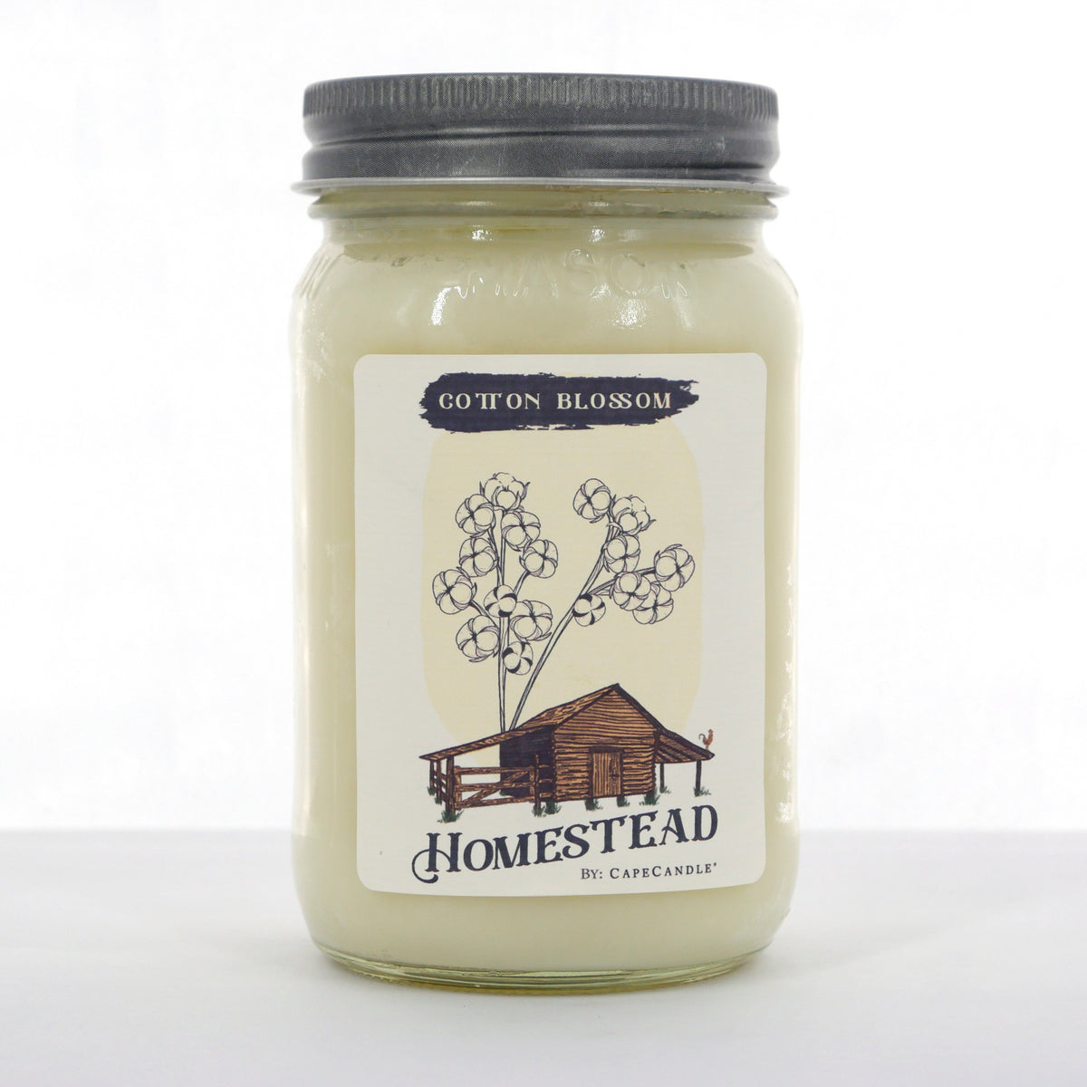 Cotton Blossom Soy Candle 16oz Homestead Mason Jar by Cape Candle