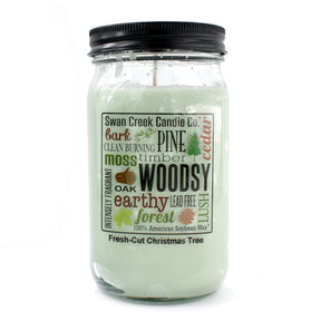 Fresh Cut Christmas Tree 24oz Soy Candle Pantry Jar (6 Pack) by Swan Creek Candle
