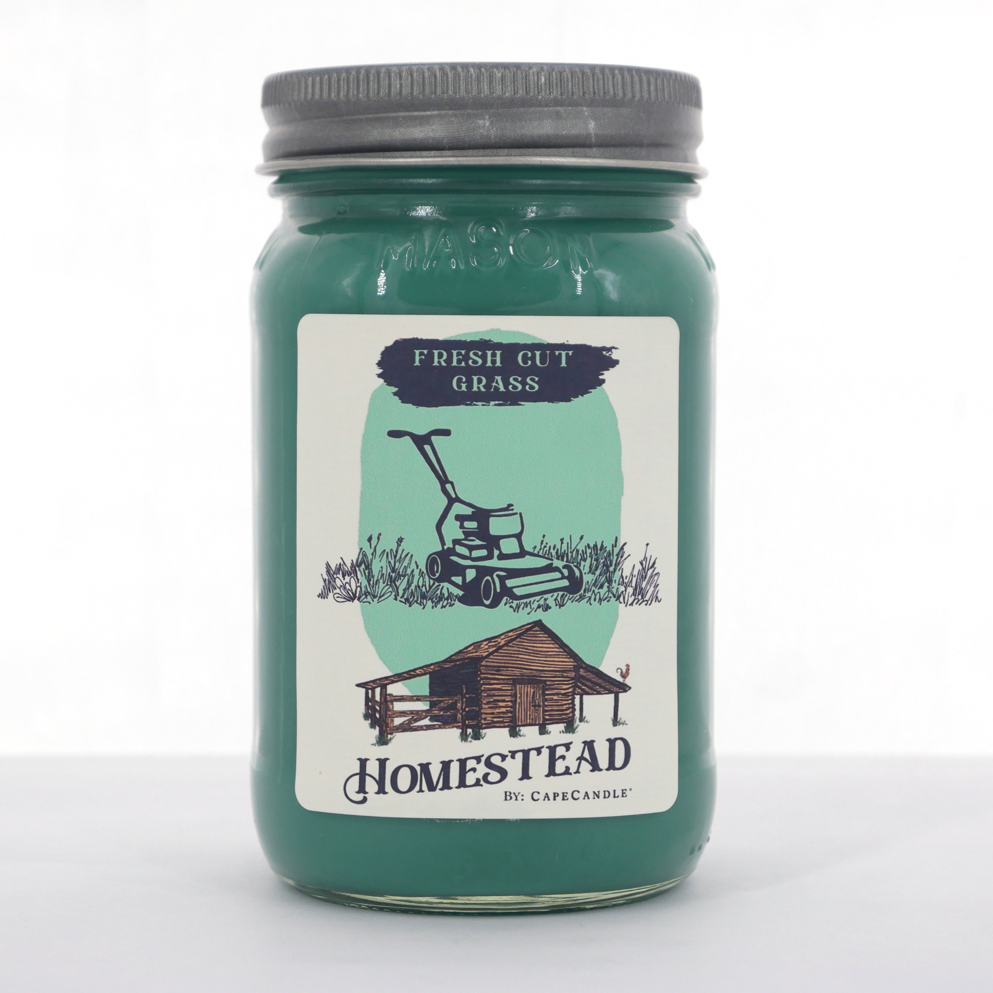 Fresh Cut Grass Soy Candle 16oz Homestead Mason Jar by Cape Candle